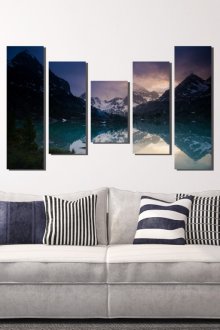 Feng shui tarafından oturma odasında dağlar ile boyama