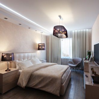 Lustres bonitos no quarto com tecto falso