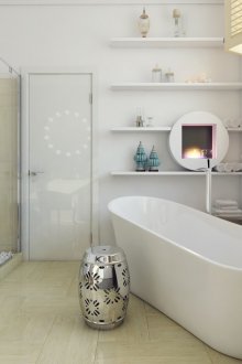 Rahat bej ve beyaz banyo