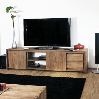 Masif ahşaptan kahverengi TV sehpası