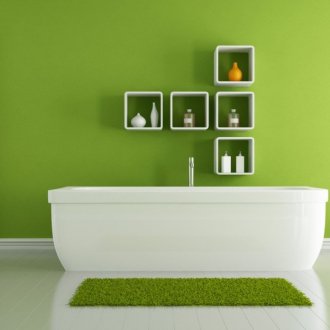 White and green bathroom design