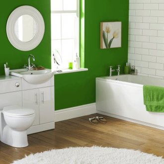 Saturated green wall in the bathroom