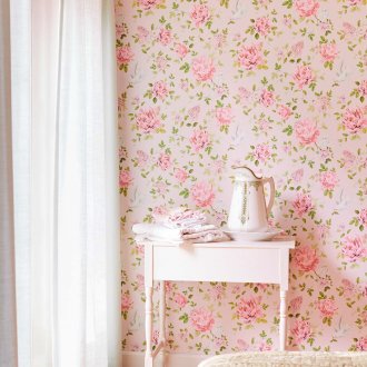 Papel pintado luminoso en el interior de la habitación.