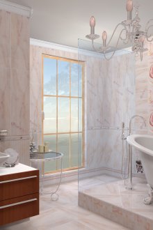 Douche d'angle en marbre