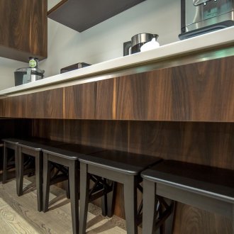 Kitchen under a tree without handles