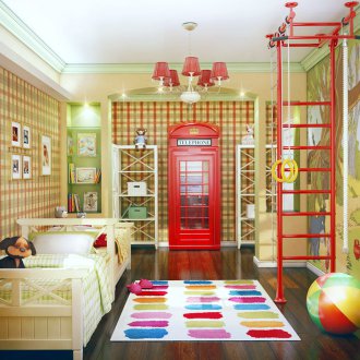 Red inclined cooker hood