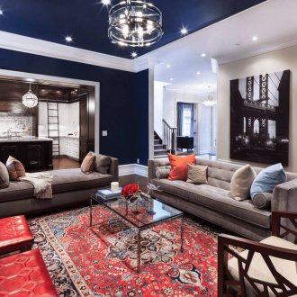 Linoléum bleu à l'intérieur