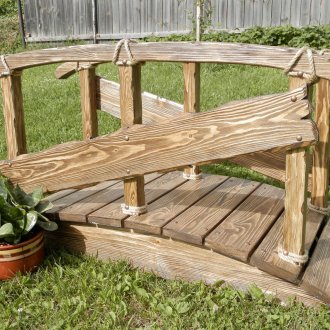 Children's playground with a bridge