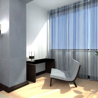 Cortinas listradas no interior