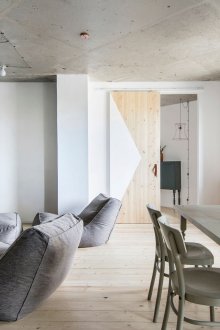 Minimalist style balcony with panoramic windows