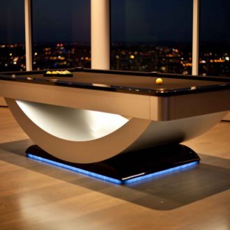 The unusual design of the pool table