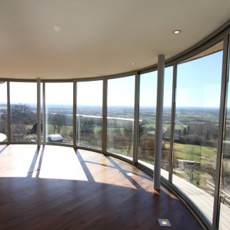 Illuminated semicircular panoramic balcony