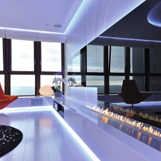 Futuristic style bio fireplace