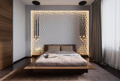 Belysning av 3D-paneler på soverommet