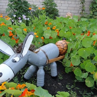 Donkey made of plastic bottles