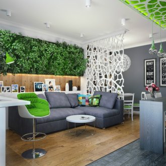 Jardinagem vertical em um apartamento estúdio