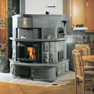 Potbelly stove in the kitchen