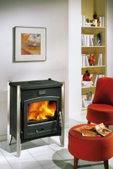 Potbelly stove in the interior of the apartment