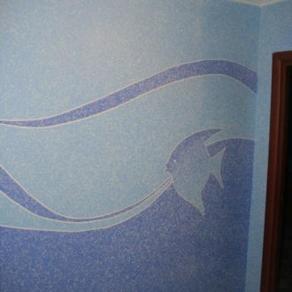 Sıvı duvar kağıdı ile balık çizim