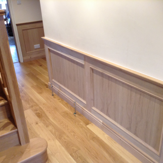 Wood paneling in the hallway