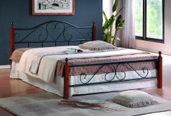 Μεταλλικό κρεβάτι με ξύλινους στύλους