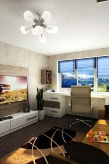 Modern tasarımı olan bir genç çocuk için küçük bir oda