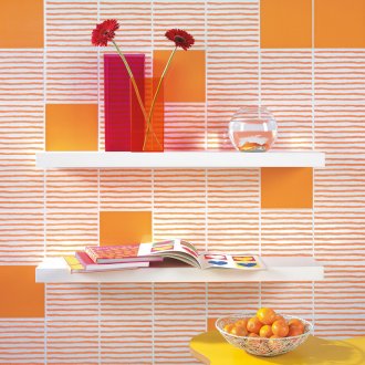Carreaux orange rayés