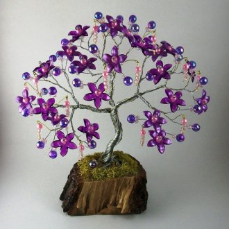 Arbre d'argent en perles