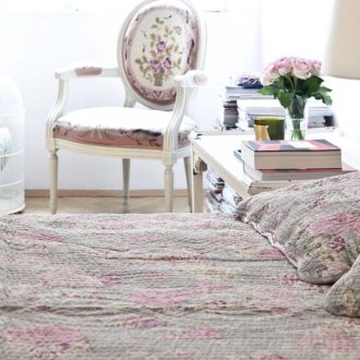 Flower bedspread for a bedroom