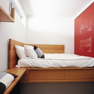 Letto ad angolo con cassetti