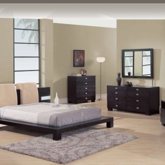 Wenge bedroom in the interior of the apartment