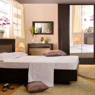 Veneered wenge furniture in the bedroom