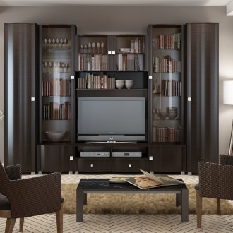 Wenge Wand im Wohnzimmer