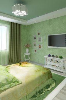 Teto falso verde no quarto