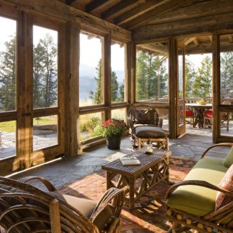 Wooden ceiling on the veranda
