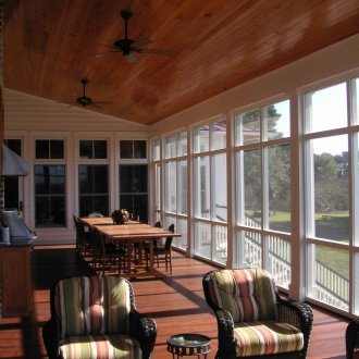 Ceiling on the veranda of the board