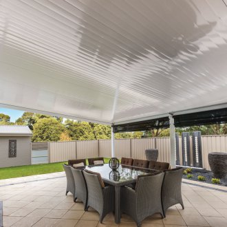 Metal ceiling on the veranda