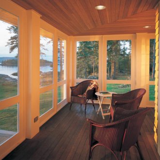 Wood ceiling on the veranda