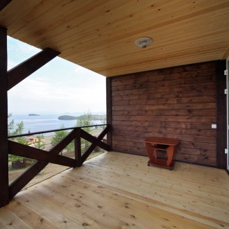 Pine ceiling on the veranda