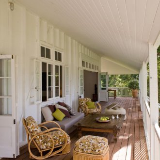 Bright ceiling on the veranda