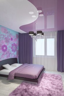 Two-tone purple-white ceiling