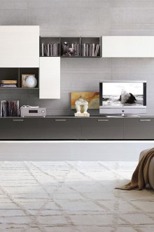 Modulare Hochglanzmöbel im Wohnzimmer