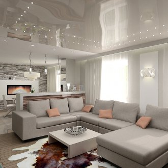 Glatte Decke im Wohnzimmer