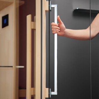 Sauna için cam salıncak kapı
