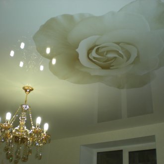Soffitto teso con stampa fotografica rosa