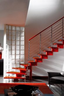 Red marching stairs in the living room