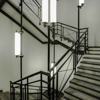 Metal staircase with unusual lighting
