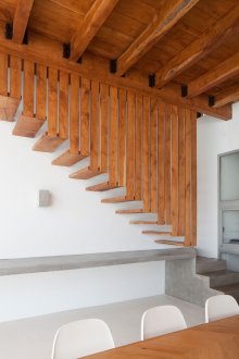 Unusual stairs made of concrete and wood