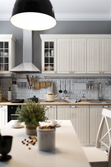 Rustic gray and white kitchen