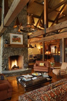 Country house with a rustic fireplace